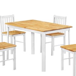 Shields Solid Wood Dining Table in White & Natural Wood Finish