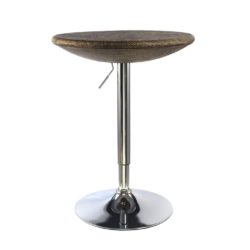Rickey Round Bar Table in Brown Rattan & Silver Chrome Base