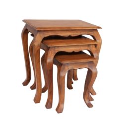 Marion French Vintage Solid Wood Nest of Tables in a Burnt Oak Finish