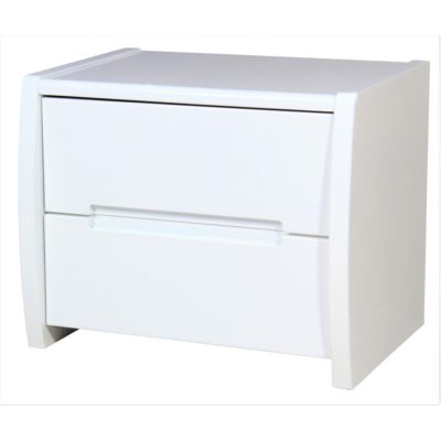 Tait Modern White Bedside Cabinet in High Gloss