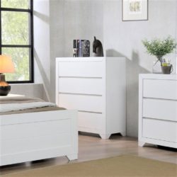 Ziling Modern Solid Wood White Chest of 4 Drawers