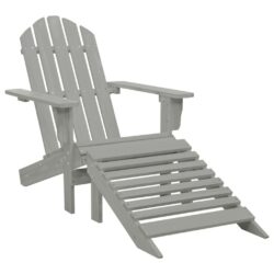 Slatted Wooden Garden Steamer Chair with Footrest - Grey or Brown