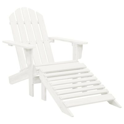 Slatted White Wooden Garden Steamer Chair with Footrest