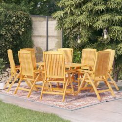 Wooden Teak Garden Table and 8 Chairs Set