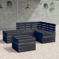 5 Piece Pallet Garden Lounge Set with Table in Dark Grey Solid Pine Wood