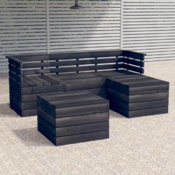 5 Piece Pallet Garden Lounge Set with Coffee Table in Dark Grey Solid Pine Wood