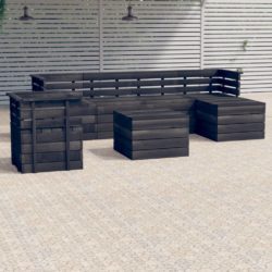 7 Piece Pallet Garden Lounge Set with Chair & Table in Dark Grey Solid Pine Wood