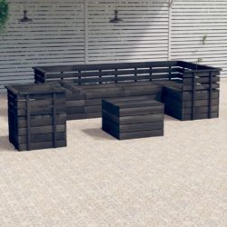 7 Piece Pallet Garden Lounge Set with Armchair & Table in Dark Grey Solid Pine Wood