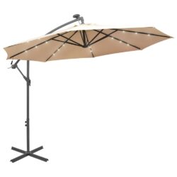 3m Garden Parasol with Lights & Crank Lever - Choice of Colours