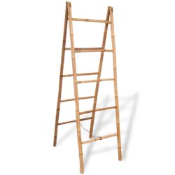 Bamboo Double Towel Ladder with 5 Rungs - 50x160cm