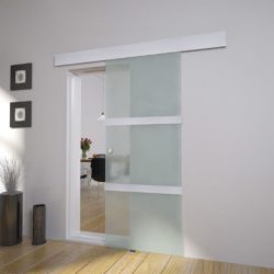 Silver Aluminium & Internal Glass Sliding Door - 178cm