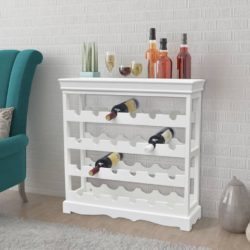 Abreu White Wooden Wine Rack with Top Tray 24 Bottle