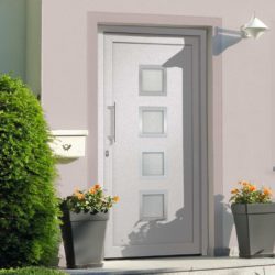 Modern White Front Door with Square Glass Panels - Choice of Sizes - Left Opening