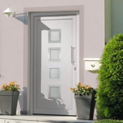 Modern White Front Door with Square Glass Panels - Choice of Sizes - Right Opening