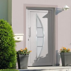 Modern White Front Door with Crescent Glass Panel - Choice of Sizes - Left Opening
