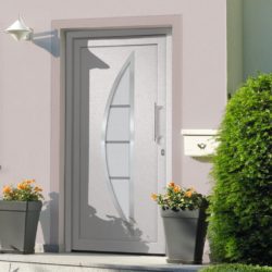 Modern White Front Door with Crescent Glass Panel - Choice of Sizes - Right Opening