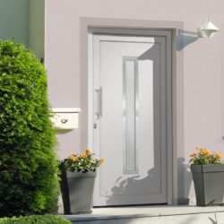 Modern White Front Door with Slim Glass Panel - Choice of Sizes - Left Opening