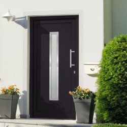 Dark Grey Modern Front Door with Glass Panel - Choice of Sizes - Right Opening
