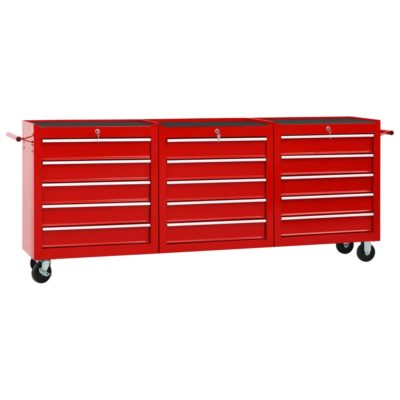 Extra Large Red Steel Tool Trolley - Choice of Drawer Quantity