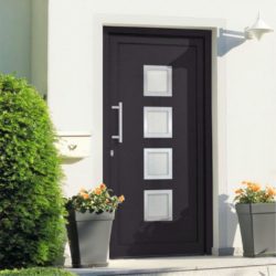 Modern Dark Grey Front Door with Glass Detail - Left Opening - Choice of Sizes
