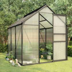 Polycarbonate & Aluminium Dark Grey Greenhouse - Choice of Sizes