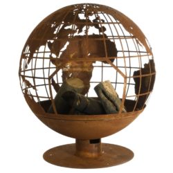 Decorative Cut Out Globe Fire Pit with Brown Rust Effect
