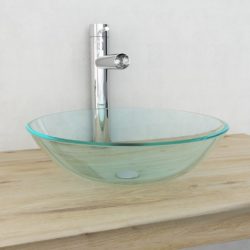 Tempered Glass Round Countertop Sink 42cm