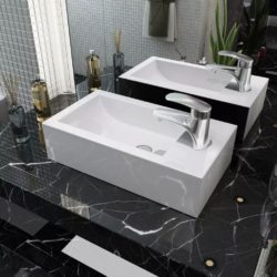 Ceramic Rectangular White Bathroom Sink with Tap Hole