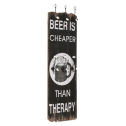 Vintage Style Beer is Cheaper Decorative Quote Coat Rack with 6 Hooks