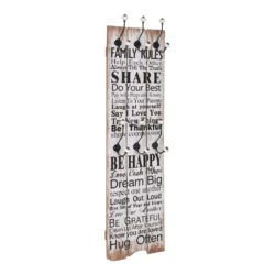 Vintage Style Family Rules Coat Rack with 6 Hooks