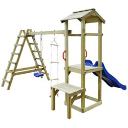 Large Wooden Garden Play Frame with Slide, Ladders & Swing