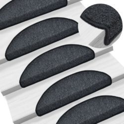 Curved Stair Carpet Mats 56x17x3cm - Set of 15 - Choice of Colours