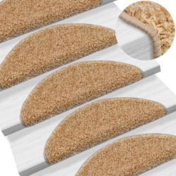 Plush Curved Carpet Stair Mats 65x25cm - Set of 15 - Choice of Colours