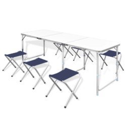 Height Adjustable Camping Table & 6 Stool Set