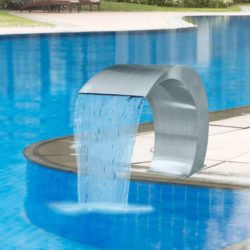 Modern Curved Stainless Steel Garden Pond Fountain or Pool Waterfall