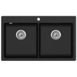 Overmount Granite Double Kitchen Sink - Black, Grey or White