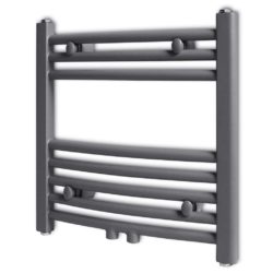 Curved Bathroom Central Heating Towel Radiator in Stone Grey