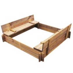 Solid Pine Wood Sandpit with Lid Benches