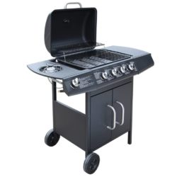 Gas Barbecue with Side Burner, Trolley & Cupboard - Choice of Colours