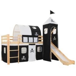Black & White Children's Pirate Bed with Slide & Ladder