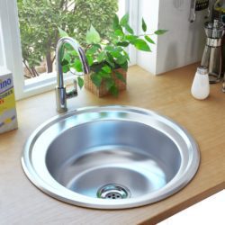 Extra Deep Stainless Steel Round Kitchen Sink with Strainer & Trap