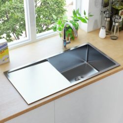 Modern Stainless Steel Kitchen Sink with Draining Board