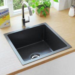Modern Square Black Kitchen Sink in Stainless Steel