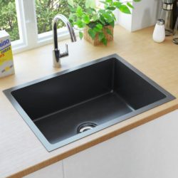 Modern Rectangular Single Black Kitchen Sink