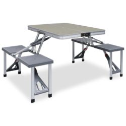 Folding Camping Picnic Table with 4 Stool Seats