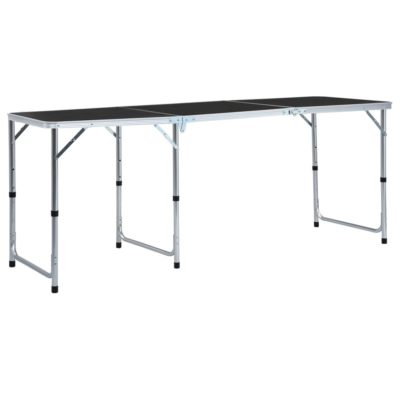 Large Folding Grey Camping Table with Metal Frame 180x60cm