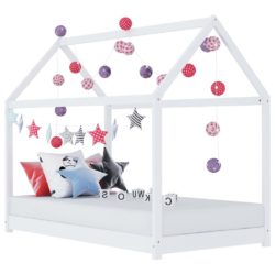 Solid Pine White Kids Bed with Canopy Frame - Choice of Sizes