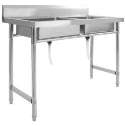 Stainless Steel Double Industrial Kitchen Sink with Stand