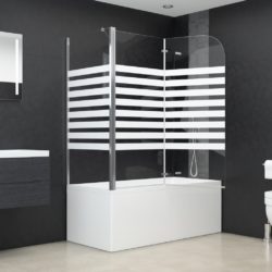 Striped Tempered Glass Bath Shower Screen Enclosure