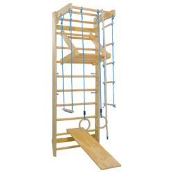 Indoor Kids Wooden Climbing Playset with Ladders, Slide & Rings